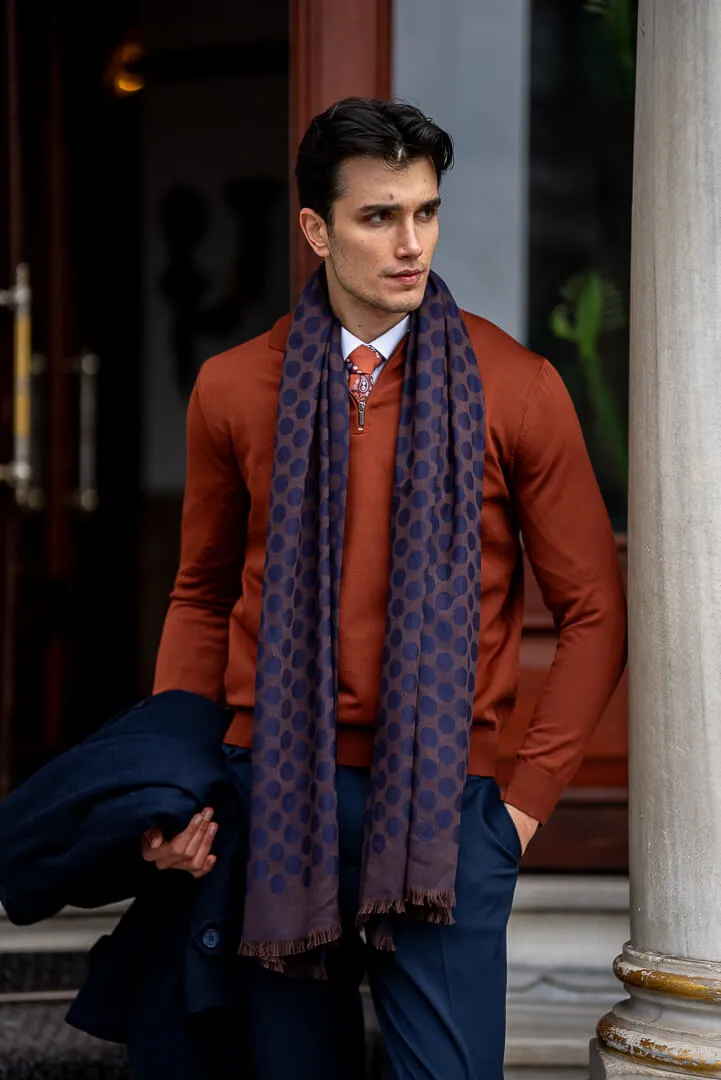 Brabion Tile Zipper Collar Knitwear