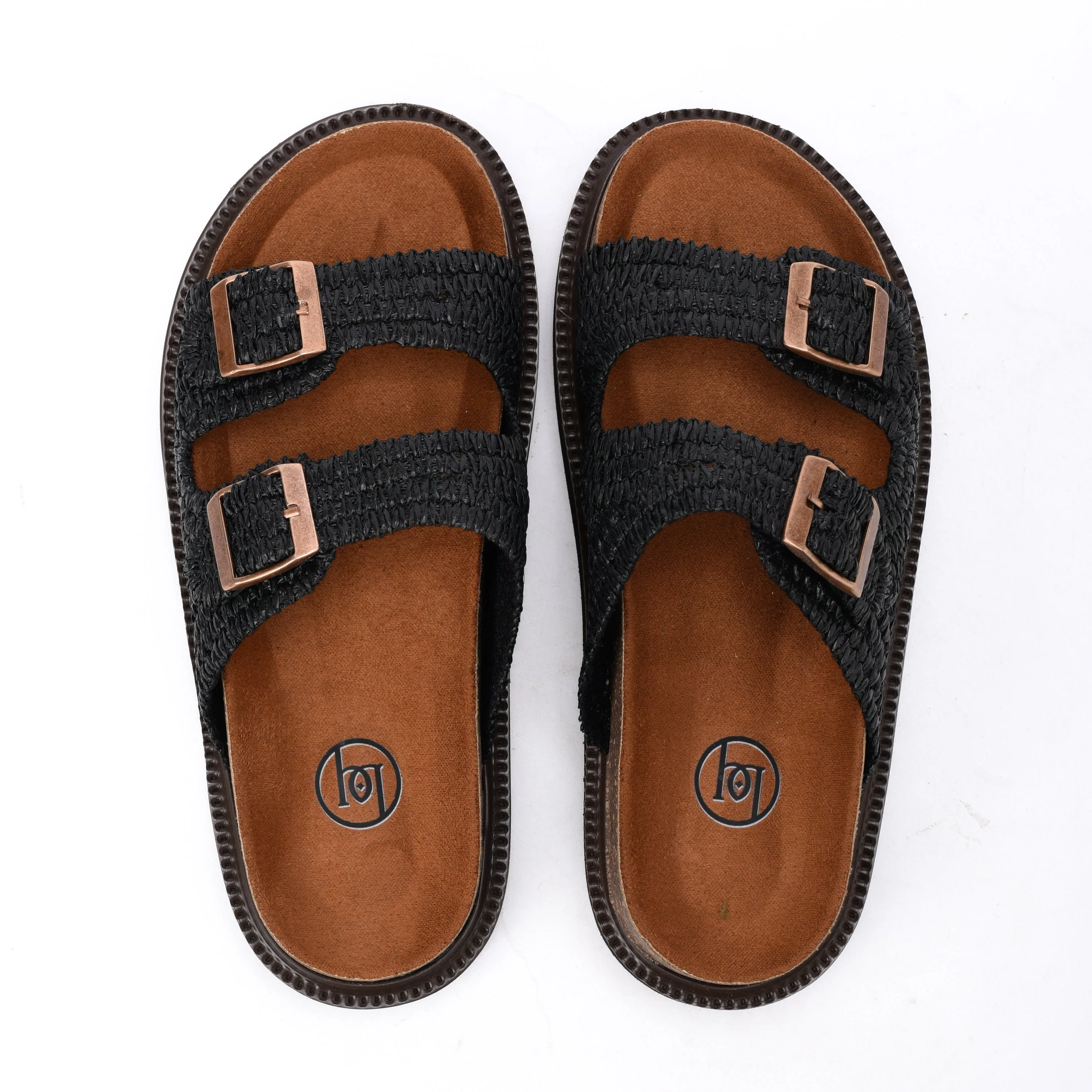 Brava Black Raffia Slipper