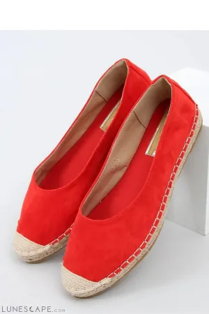 Bright Red Round Toe Eco-Suede Women's Espadrille Flats with Jute Cap Toe