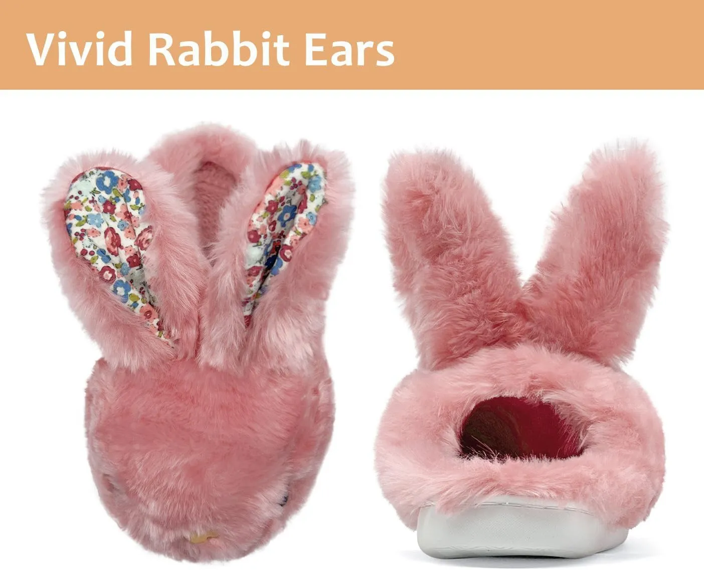 Bunny Slippers for Women Men Cute Plush Rabbit Fuzzy Slippers, Soft Fluffy Animal Winter Warm Indoor House Slippers Shoes