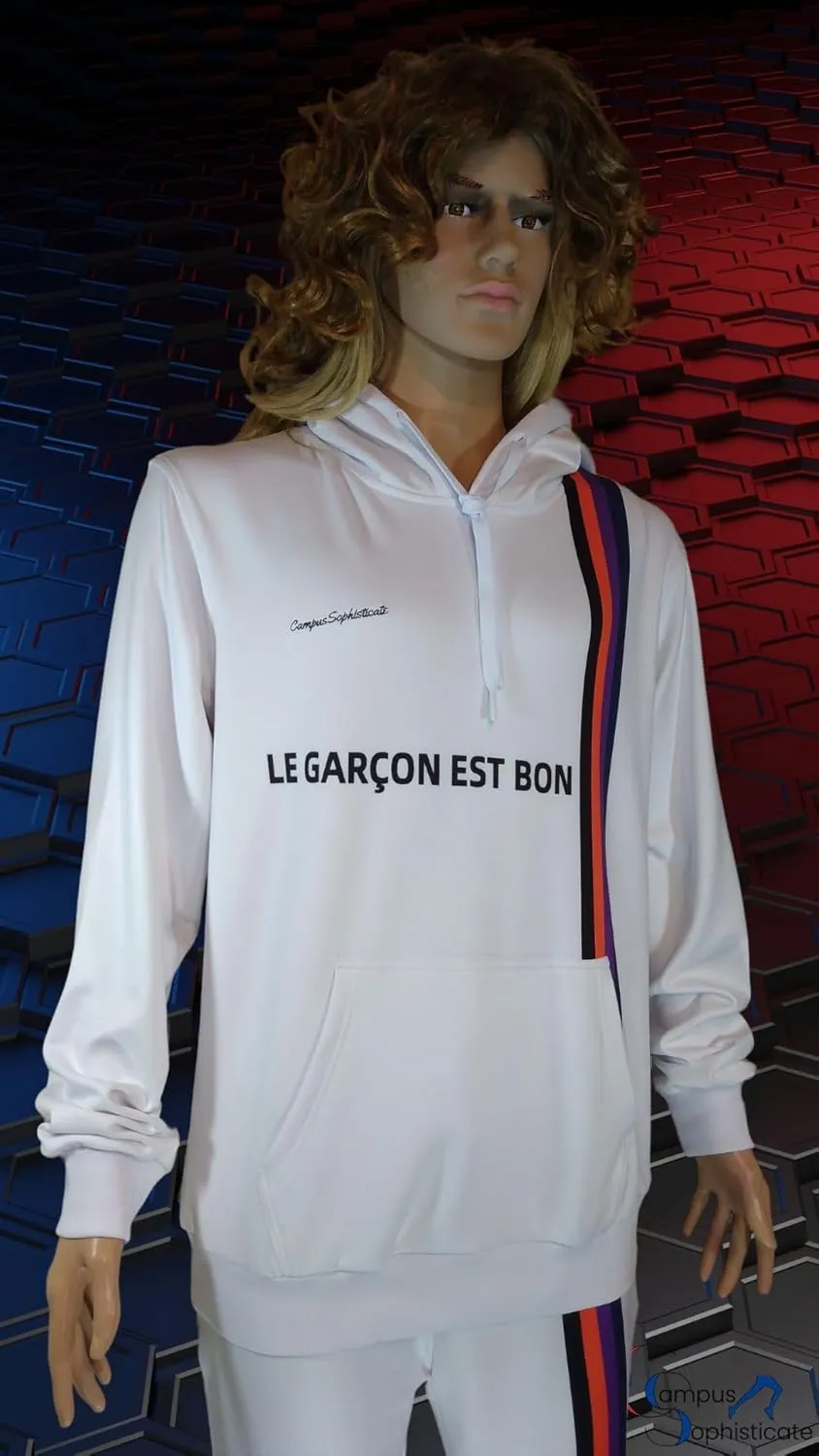 Campus Sophisticate Men's Premium Hoodie LE GARCON EST BON | Soft Breathable Lightweight Sport Sweatshirt