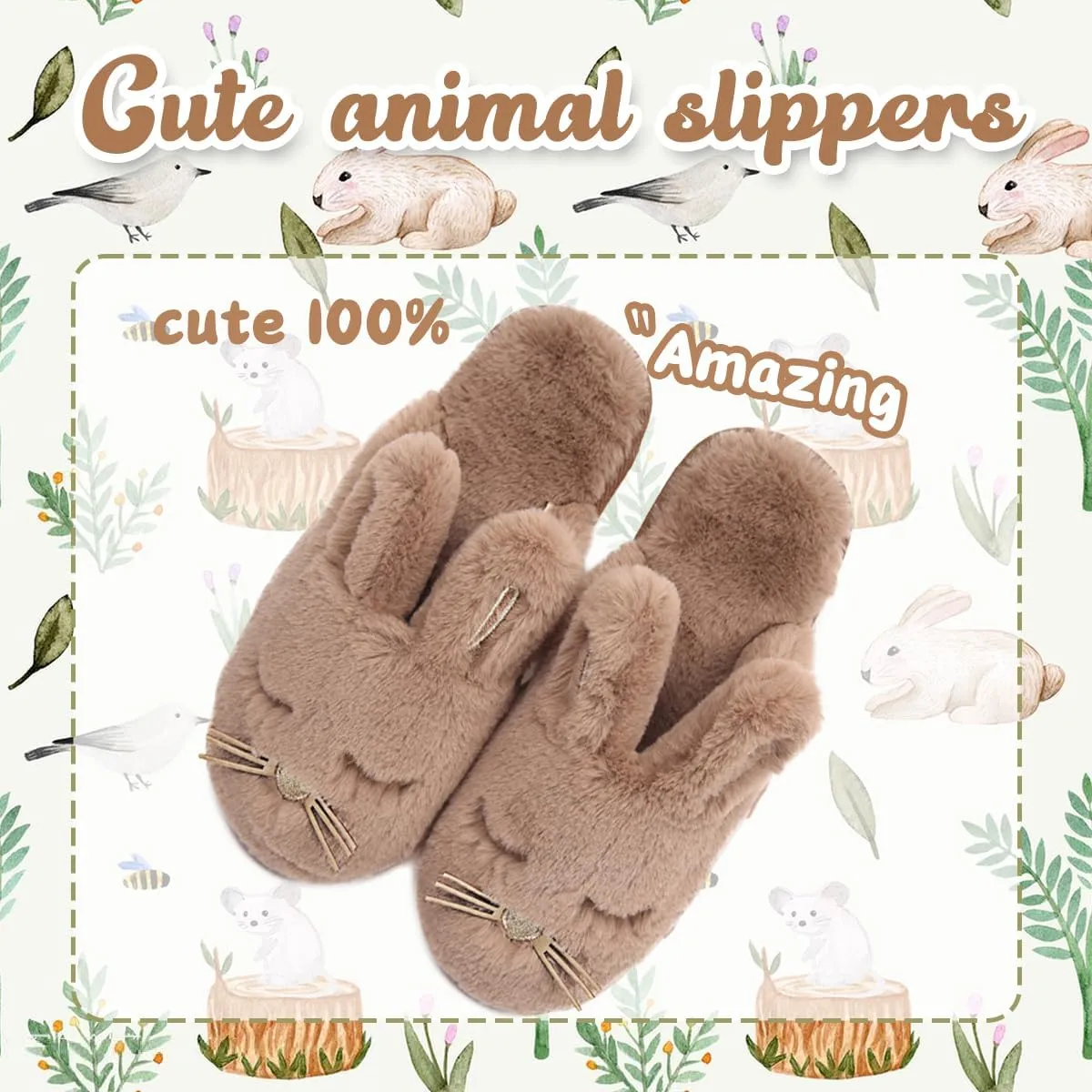 Caramella Bubble Bunny Slippers for Women Fuzzy Cute Animal Memory Foam House Rabbit Slippers Indoor Outdoor