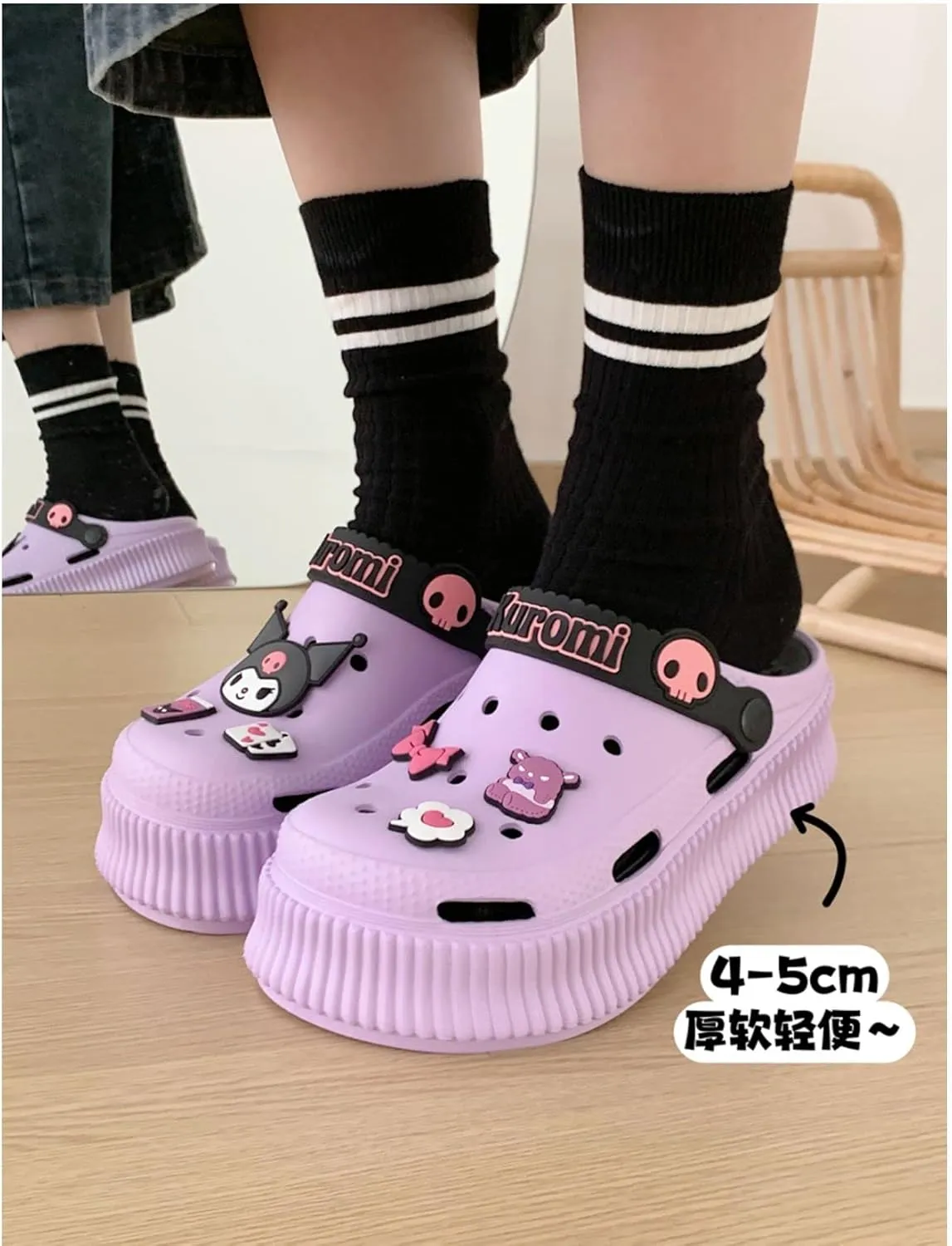 CEINOM Cute Cartoon Slippers Kuromi Kawaii Slippers for Women Cloud Slides indoor Outdoor Soft Comfy Anti-Slip garden Shoes