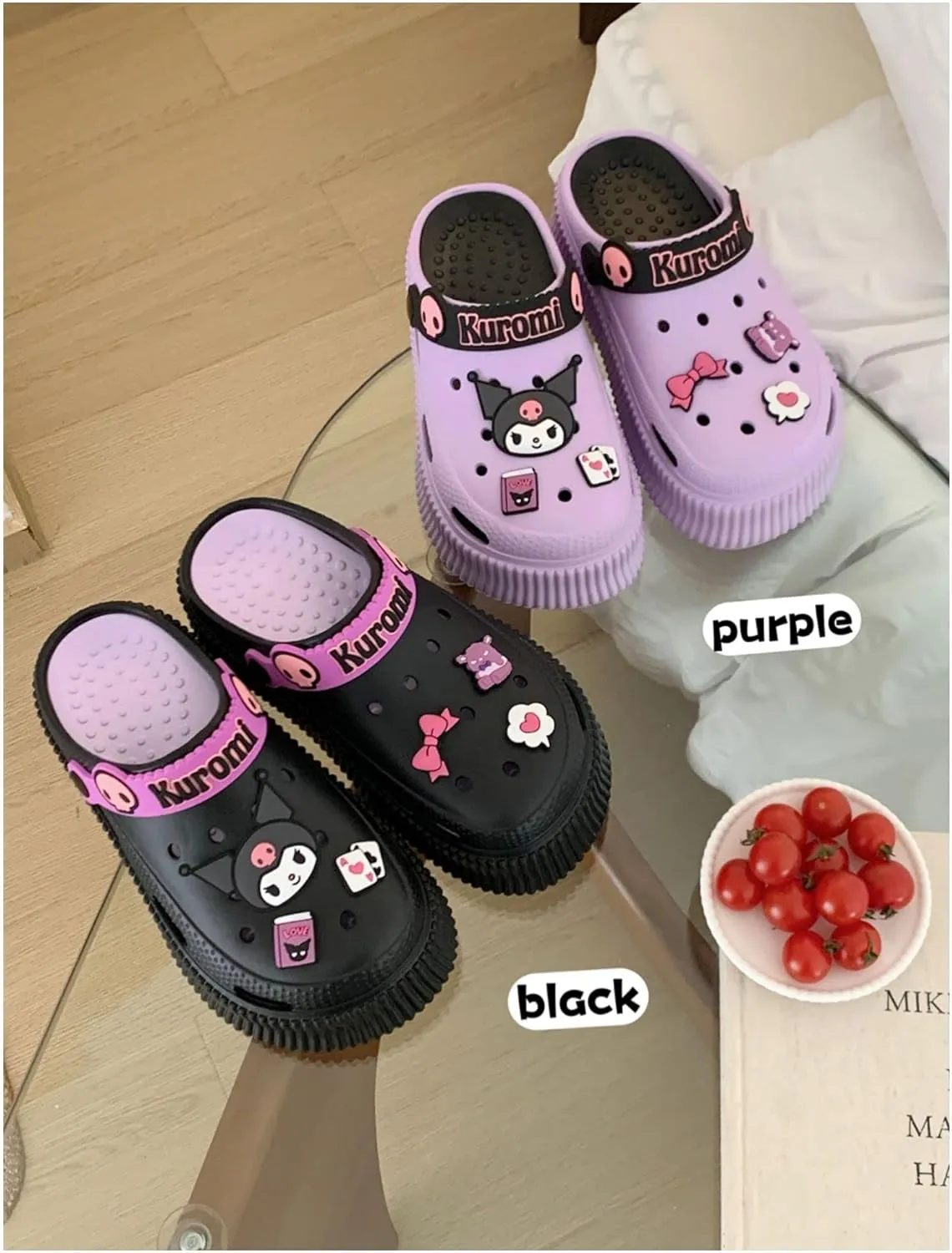 CEINOM Cute Cartoon Slippers Kuromi Kawaii Slippers for Women Cloud Slides indoor Outdoor Soft Comfy Anti-Slip garden Shoes