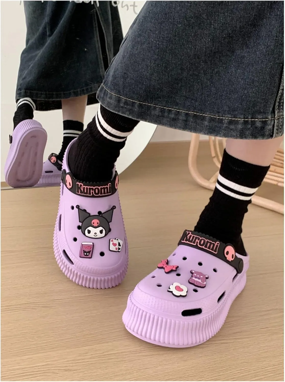 CEINOM Cute Cartoon Slippers Kuromi Kawaii Slippers for Women Cloud Slides indoor Outdoor Soft Comfy Anti-Slip garden Shoes