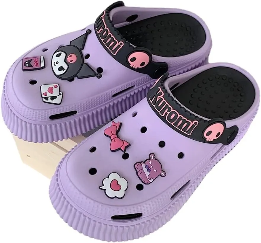 CEINOM Cute Cartoon Slippers Kuromi Kawaii Slippers for Women Cloud Slides indoor Outdoor Soft Comfy Anti-Slip garden Shoes