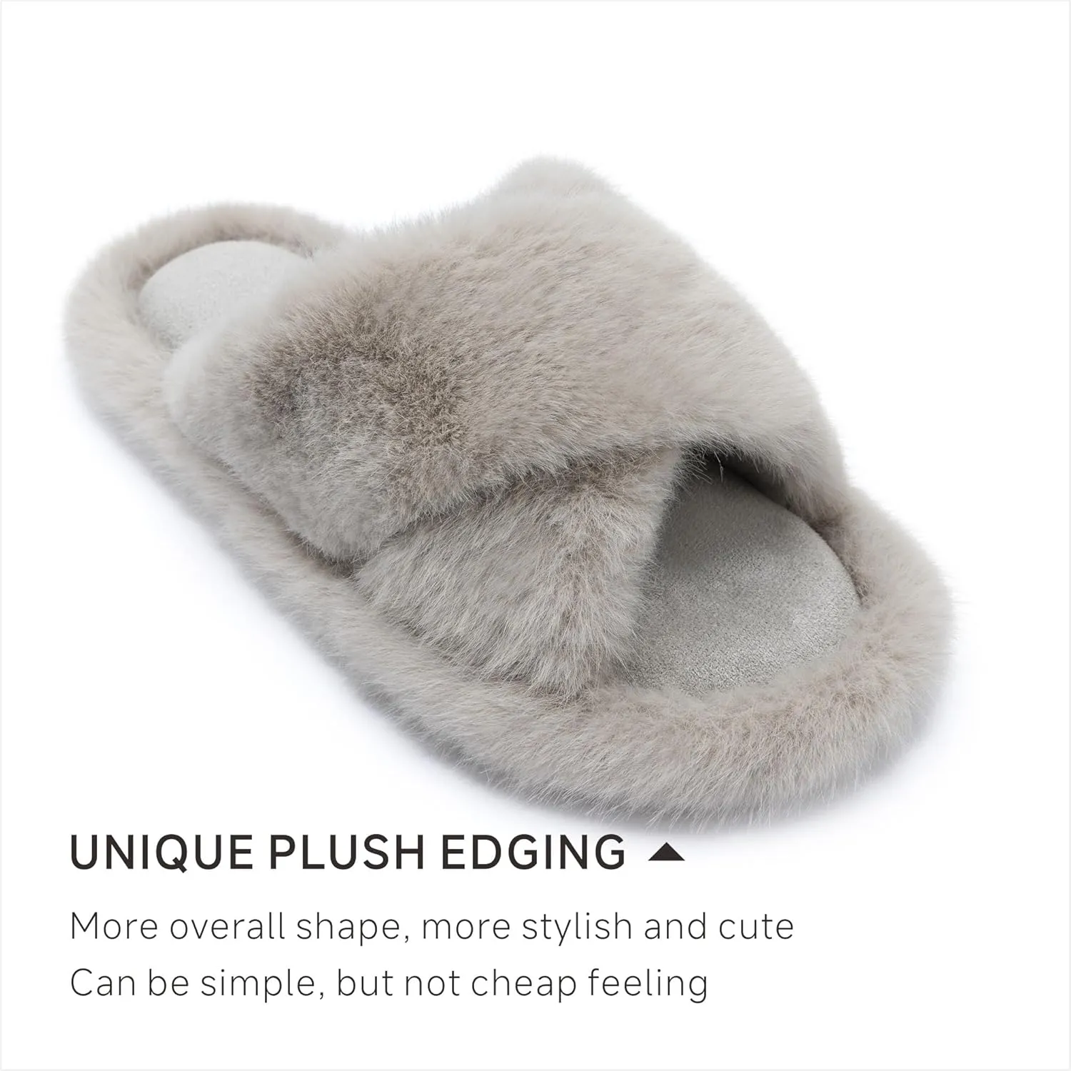 Chantomoo Women's Fuzzy Slippers - Memory Foam, Plush Comfy Bedroom Slides with Anti-Skid Sole