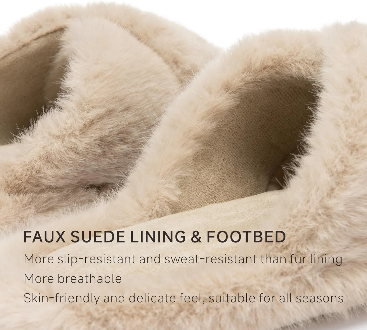 Chantomoo Women's Fuzzy Slippers - Memory Foam, Plush Comfy Bedroom Slides with Anti-Skid Sole