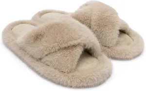 Chantomoo Women's Fuzzy Slippers - Memory Foam, Plush Comfy Bedroom Slides with Anti-Skid Sole