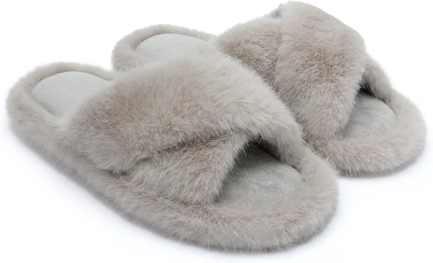 Chantomoo Women's Fuzzy Slippers - Memory Foam, Plush Comfy Bedroom Slides with Anti-Skid Sole