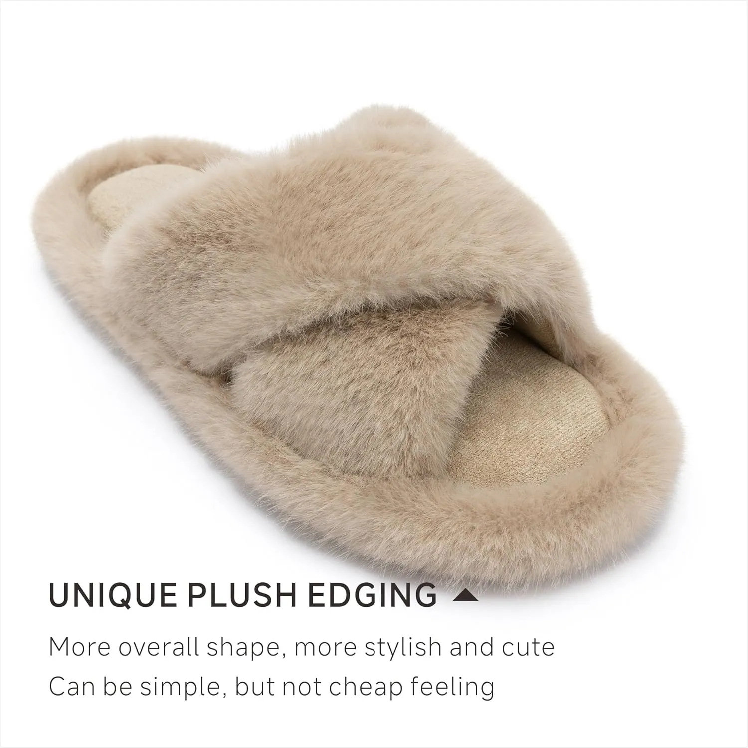Chantomoo Women's Fuzzy Slippers - Memory Foam, Plush Comfy Bedroom Slides with Anti-Skid Sole
