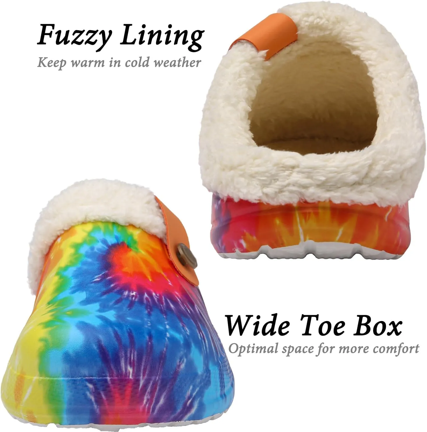 ChayChax Women and Men Fur Lined Clogs Memory Foam Warm Fuzzy Slippers Winter Waterproof Indoor Outdoor Slipper