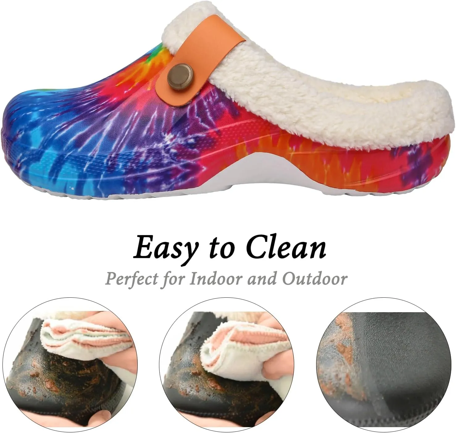 ChayChax Women and Men Fur Lined Clogs Memory Foam Warm Fuzzy Slippers Winter Waterproof Indoor Outdoor Slipper
