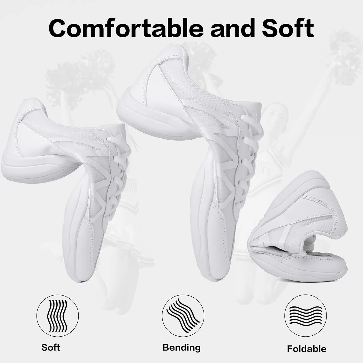 Cheer Shoes for Youth Girls White Cheerleading Athletic Dance Shoes Tennis Sneakers for Competition Sport Training