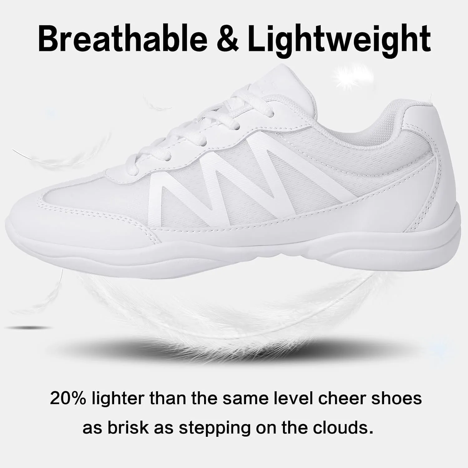 Cheer Shoes for Youth Girls White Cheerleading Athletic Dance Shoes Tennis Sneakers for Competition Sport Training