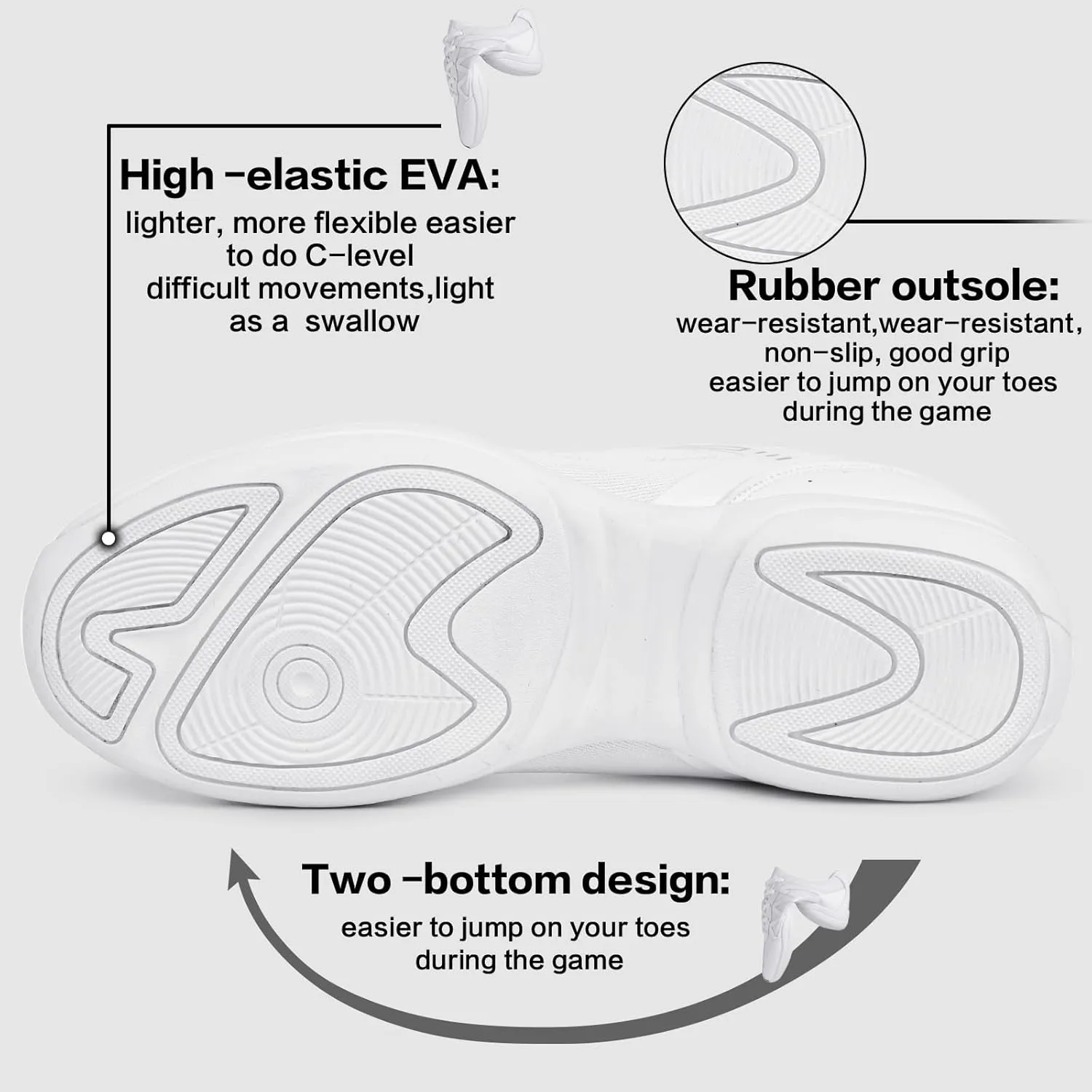Cheer Shoes for Youth Girls White Cheerleading Athletic Dance Shoes Tennis Sneakers for Competition Sport Training