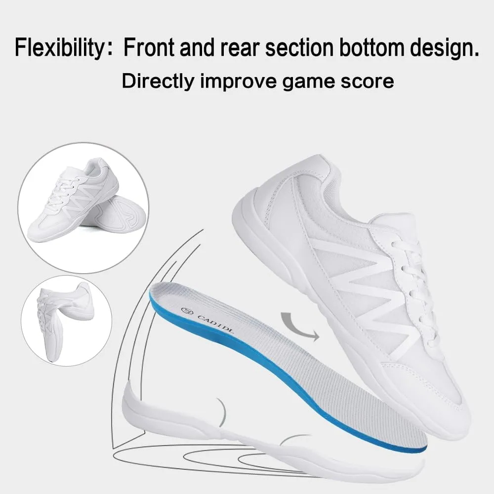 Cheer Shoes for Youth Girls White Cheerleading Athletic Dance Shoes Tennis Sneakers for Competition Sport Training