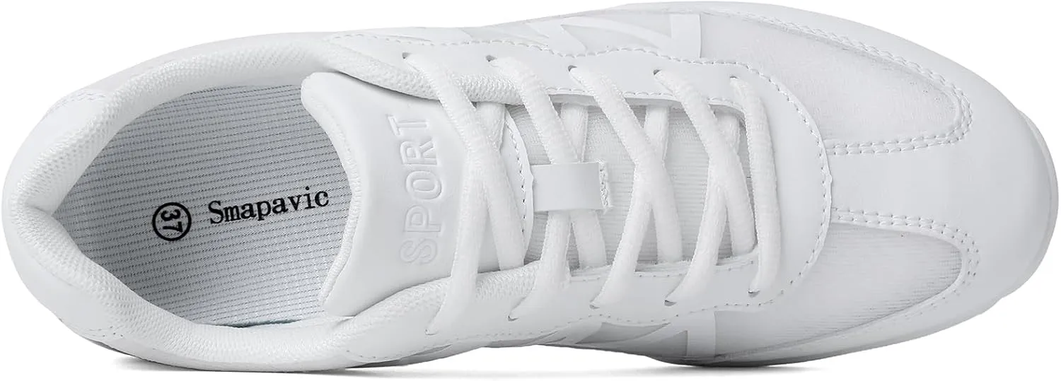 Cheer Shoes for Youth Girls White Cheerleading Athletic Dance Shoes Tennis Sneakers for Competition Sport Training