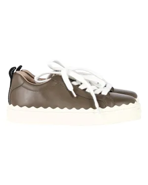 Chloé Lauren Low-Top Sneakers in Brown Leather