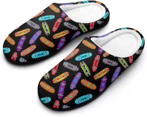 Christmas Slippers For Women Men Cotton House Slippers Hard Sole Comfy Clog Slippers Warm Slip-On Shoes Indoor Outdoor