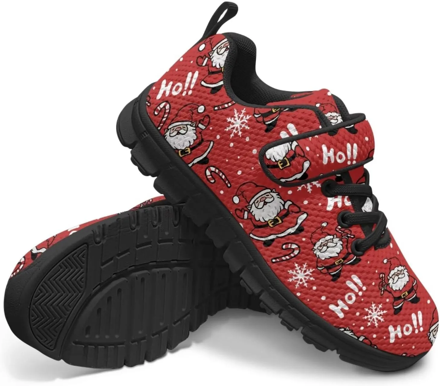 Christmas Sneakers for Girls Slip on Walking Shoes Breathable Lightweight Athletic Shoes with Hook and Loops