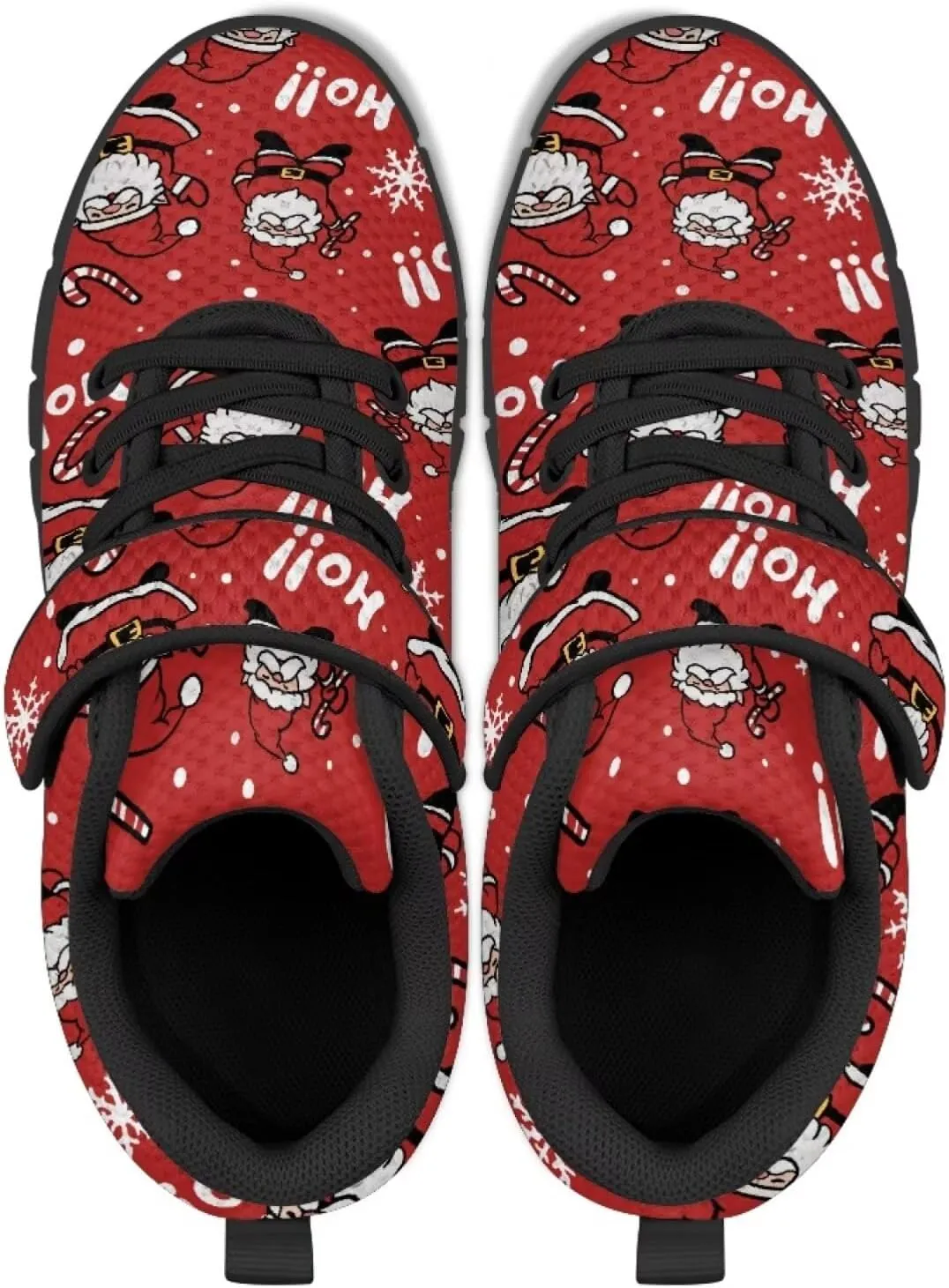 Christmas Sneakers for Girls Slip on Walking Shoes Breathable Lightweight Athletic Shoes with Hook and Loops