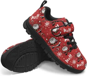 Christmas Sneakers for Girls Slip on Walking Shoes Breathable Lightweight Athletic Shoes with Hook and Loops