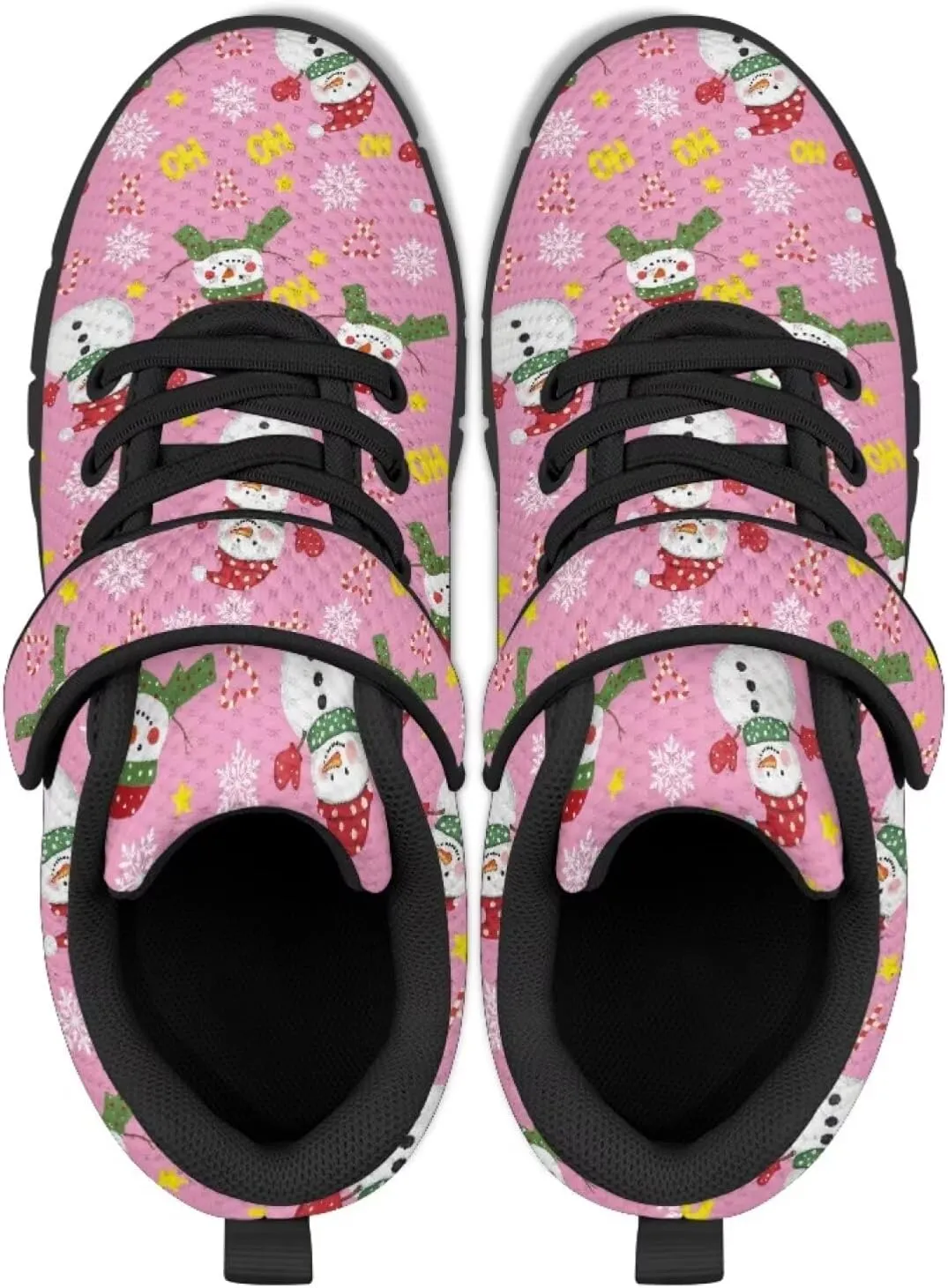 Christmas Sneakers for Girls Slip on Walking Shoes Breathable Lightweight Athletic Shoes with Hook and Loops