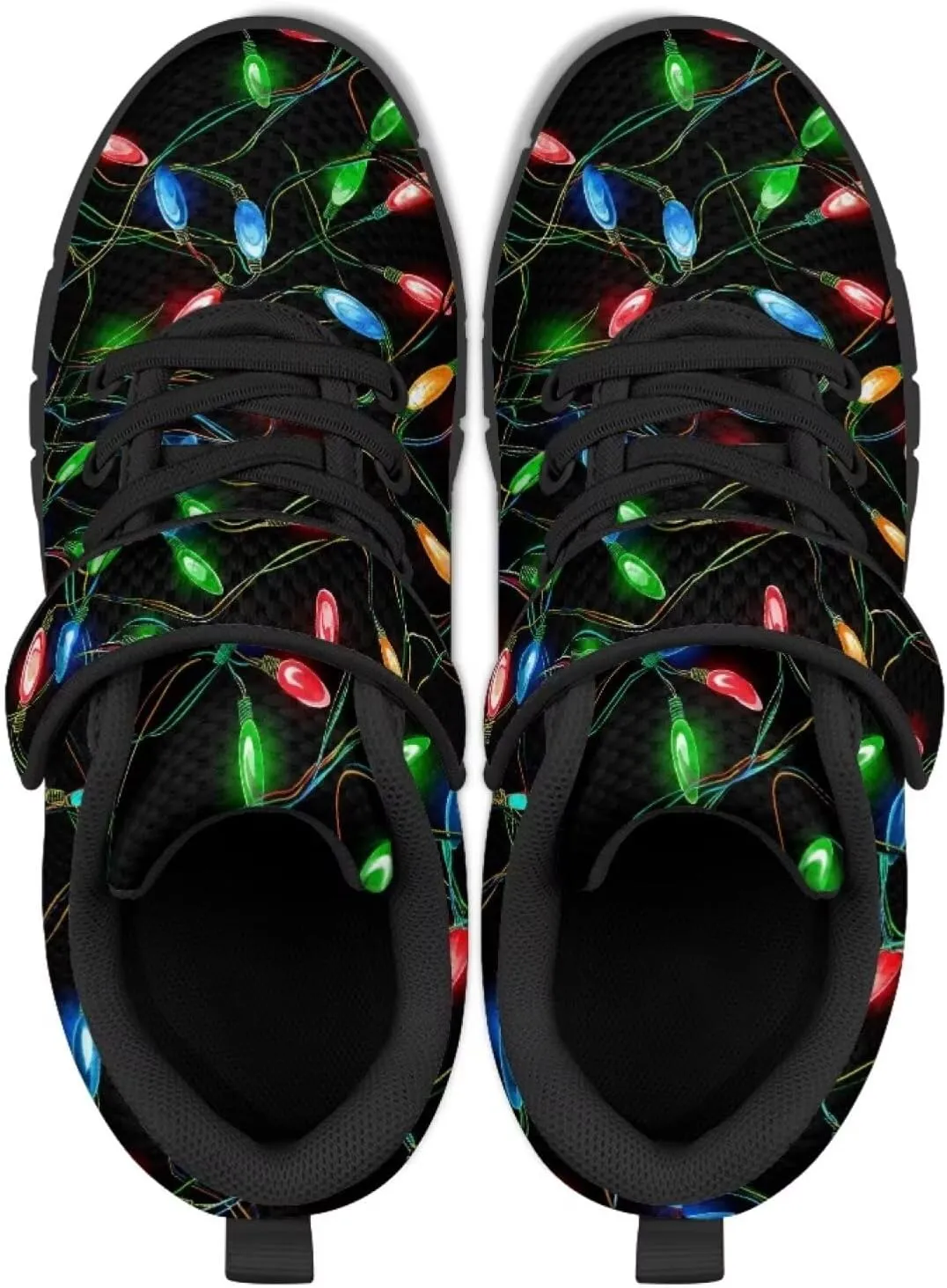 Christmas Sneakers for Girls Slip on Walking Shoes Breathable Lightweight Athletic Shoes with Hook and Loops