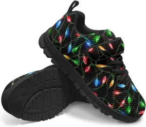 Christmas Sneakers for Girls Slip on Walking Shoes Breathable Lightweight Athletic Shoes with Hook and Loops