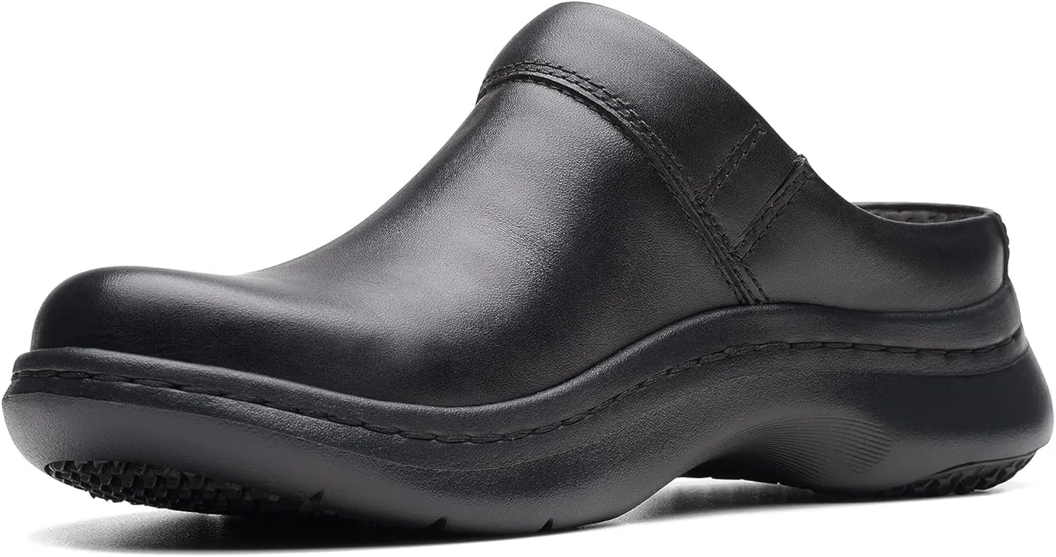 Clarks Unisex ClarksPro Clog Sneaker, Black Leather, 10 US Women