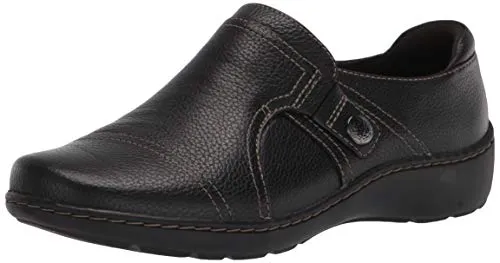 Clarks Women's Cora Poppy Loafer, Black Tumbled, 12