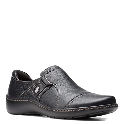 Clarks Women's Cora Poppy Loafer, Black Tumbled, 12