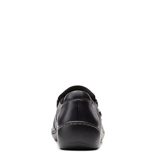 Clarks Women's Cora Poppy Loafer, Black Tumbled, 12