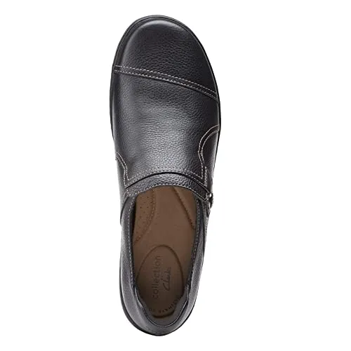 Clarks Women's Cora Poppy Loafer, Black Tumbled, 12