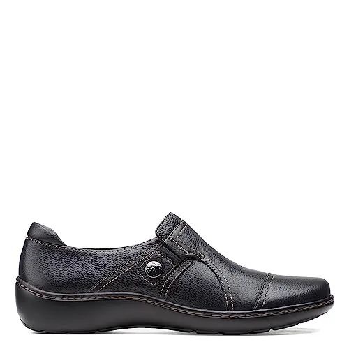 Clarks Women's Cora Poppy Loafer, Black Tumbled, 12