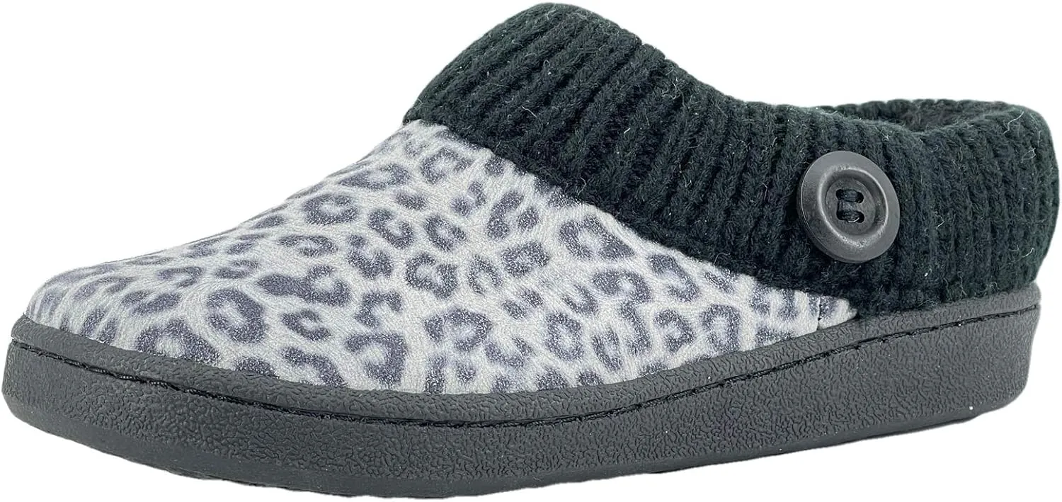 Clarks Women's Knitted Collar Clog (11 M US, Grey/Blk Leopard)