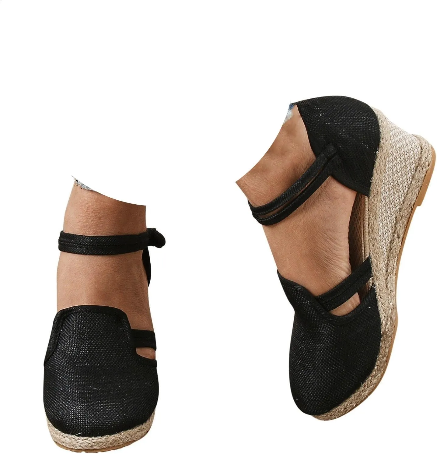 Closed Toe Sandals Women 2025, Women's Ankle Strap Espadrille Wedge Sandals Casual Low Wedge Heel Ankle Strap Espadrille Comfortable Platform Wedge Shoes
