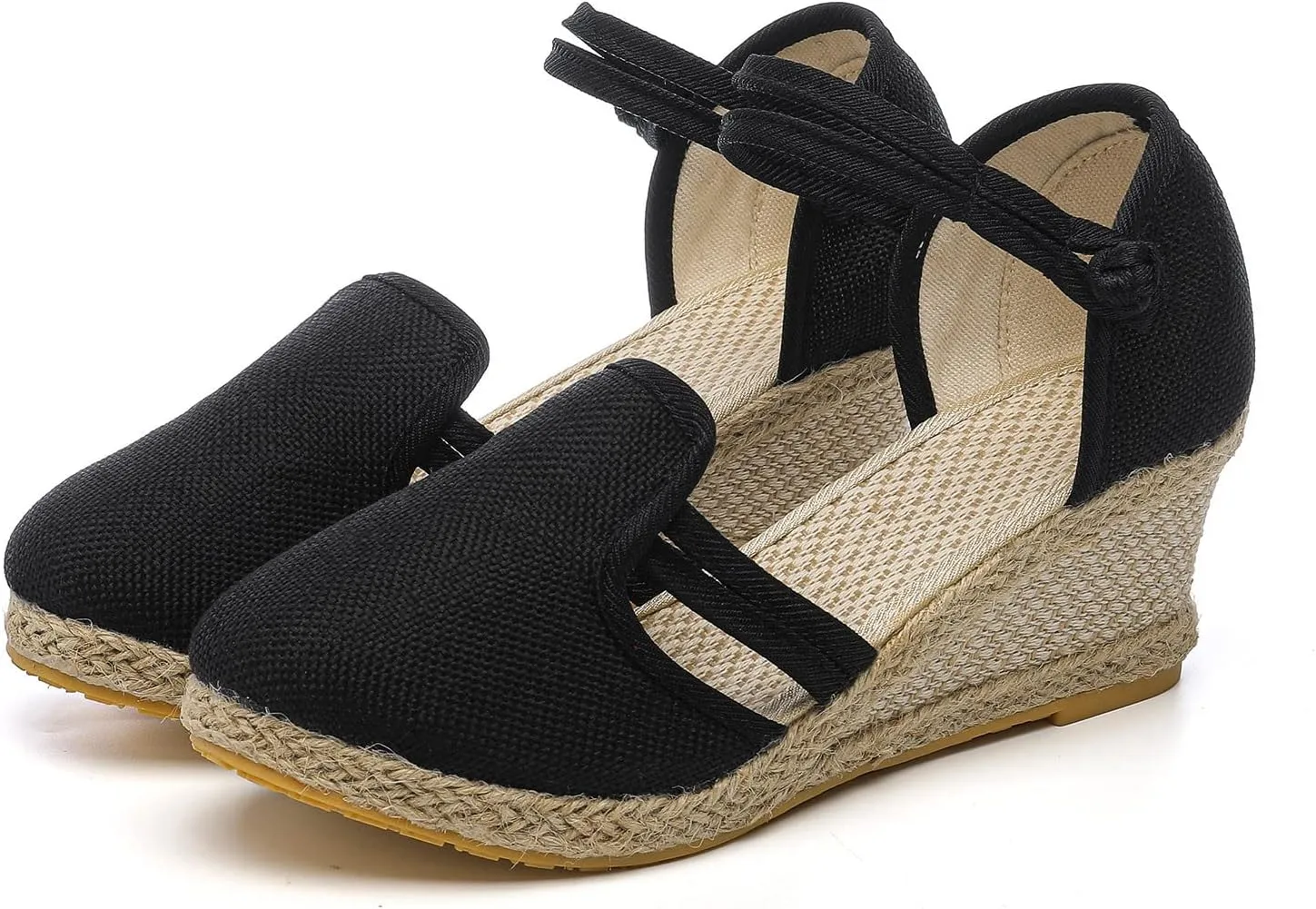 Closed Toe Sandals Women 2025, Women's Ankle Strap Espadrille Wedge Sandals Casual Low Wedge Heel Ankle Strap Espadrille Comfortable Platform Wedge Shoes