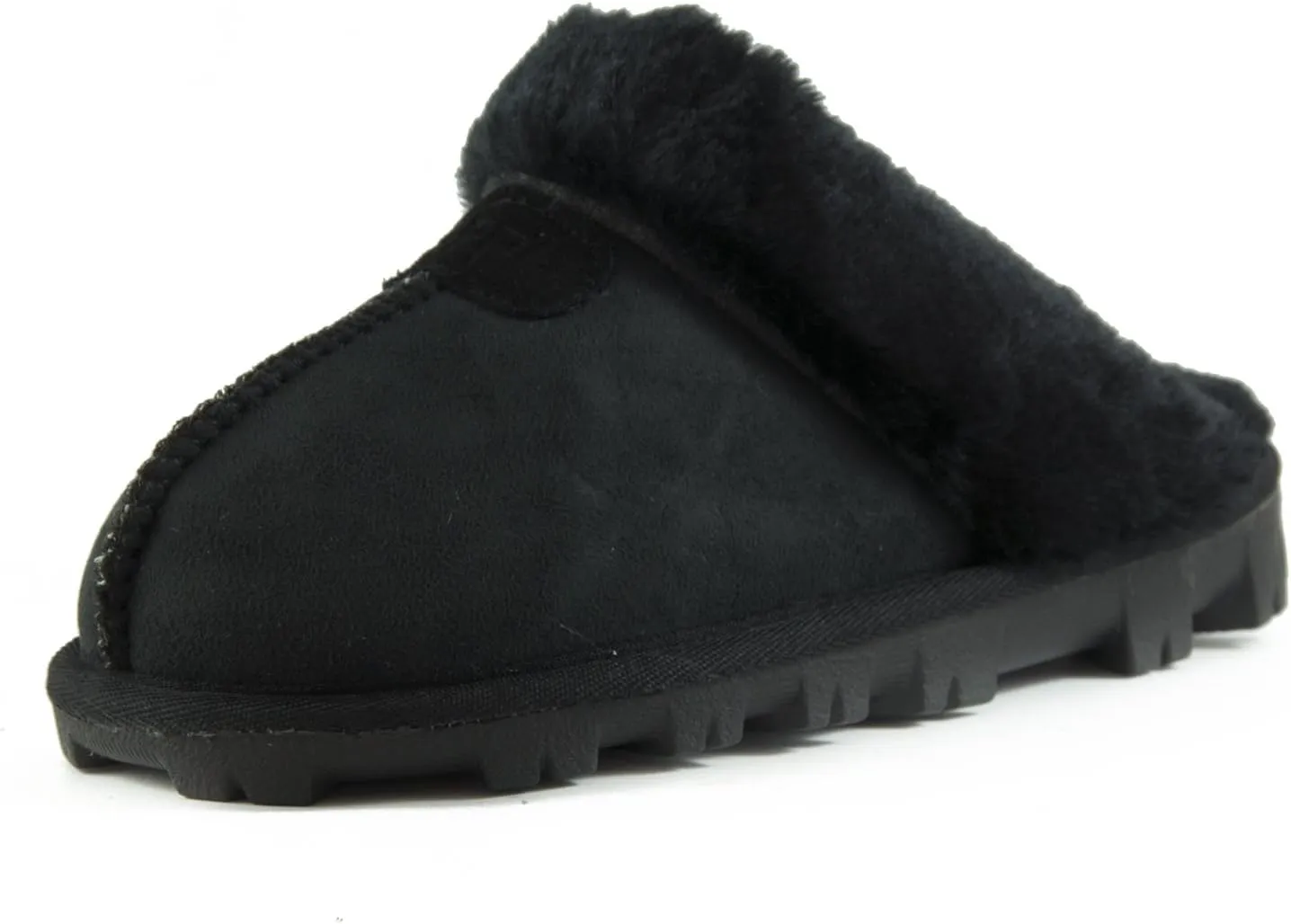 CLPP'LI Womens Slip on Faux Fur Warm Winter Mules Fluffy Suede Comfy Slippers
