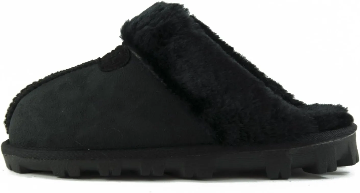 CLPP'LI Womens Slip on Faux Fur Warm Winter Mules Fluffy Suede Comfy Slippers