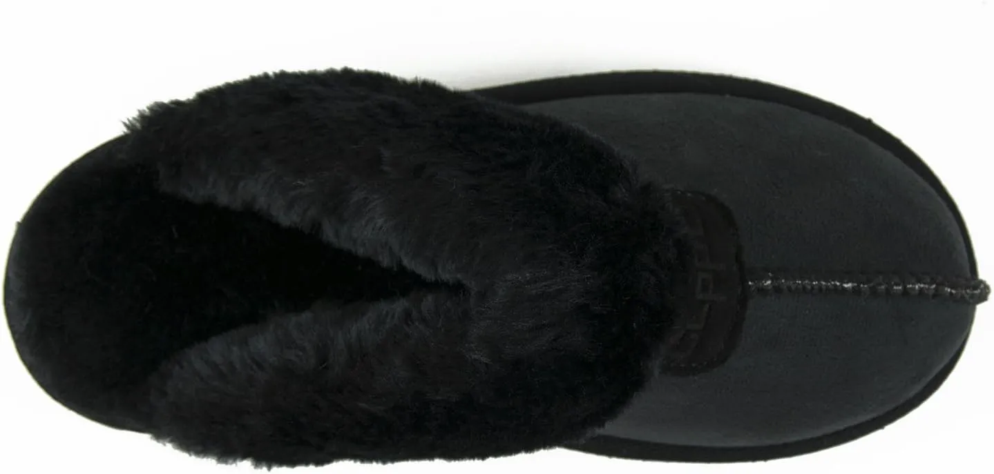 CLPP'LI Womens Slip on Faux Fur Warm Winter Mules Fluffy Suede Comfy Slippers
