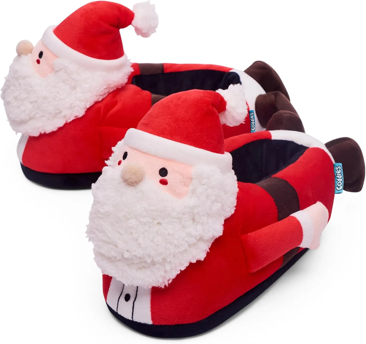 Coddies Santa Slippers | Secret Santa Gift | Funny Holiday Slippers for Men, Women & Kids | 3 Sizes: S, M, L | Gag Gift