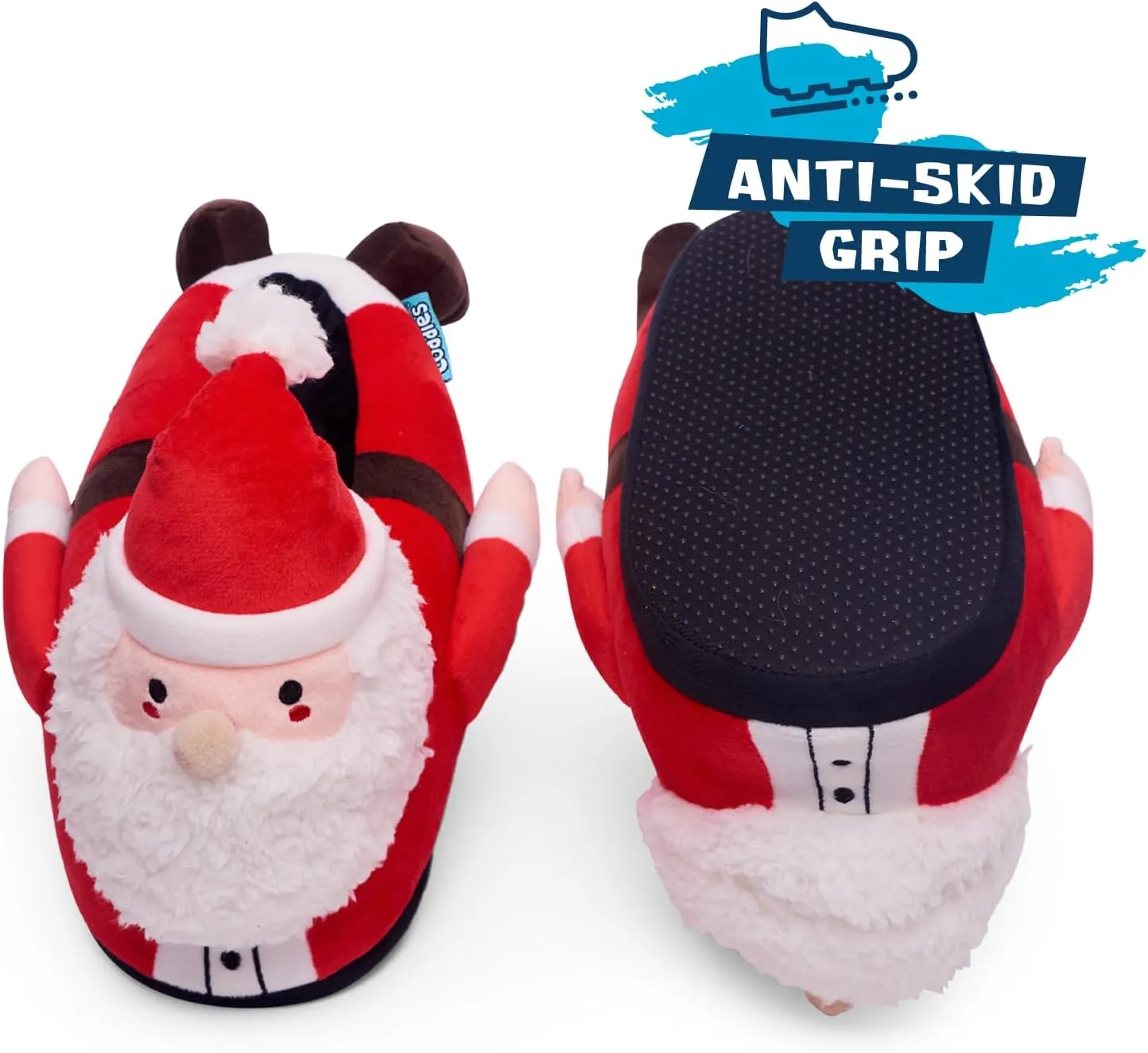 Coddies Santa Slippers | Secret Santa Gift | Funny Holiday Slippers for Men, Women & Kids | 3 Sizes: S, M, L | Gag Gift