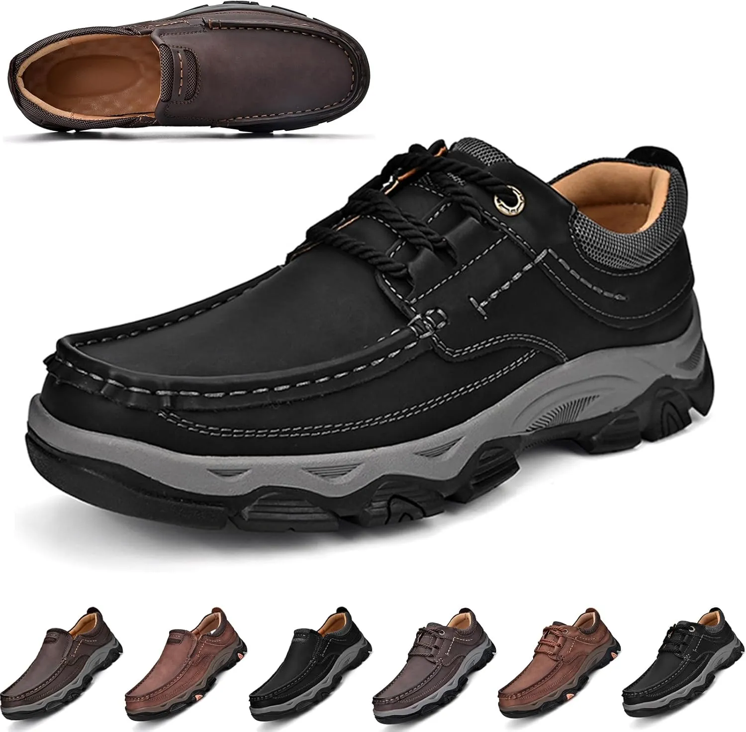 Comfymore Shoes for Men, Lightweight Breathable Slip-On Loafers, Orthopedic Walking Shoes