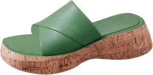 Cork Sandals for Women Open Toe Orthopedic Sandals with Arch Support Wide Width Platform Slides Leather Slip On Slides