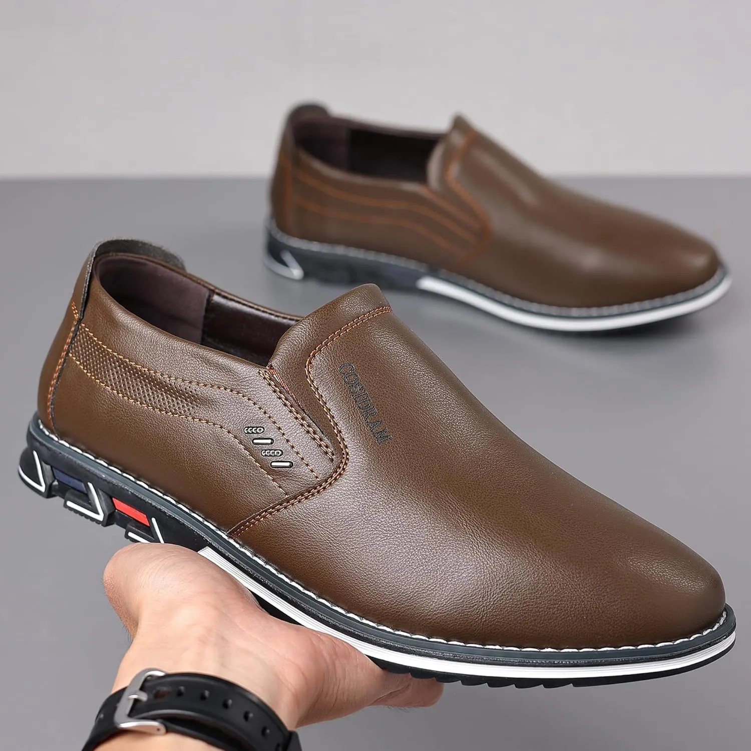 COSIDRAM Mens Casual Shoes Slip on Loafers Lightweight Hollow Out Breathable Male Shoes