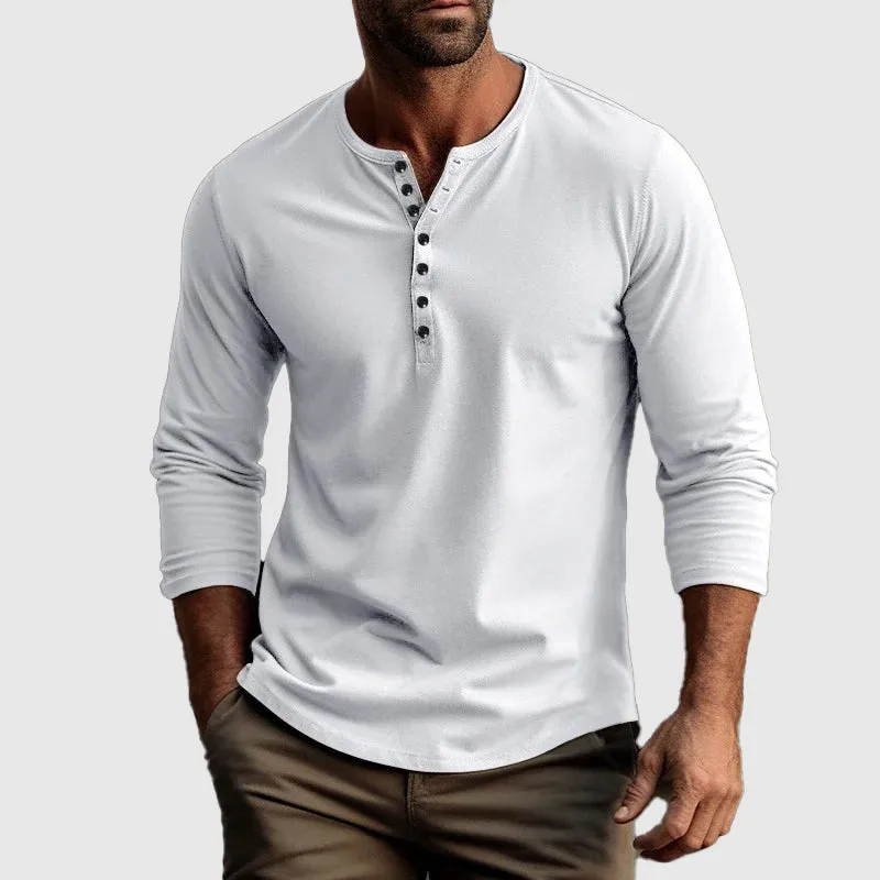 Cotton Henry™ | Men's Long Sleeve Henley Shirt | Breathable Cotton, Regular Fit, Button Placket Design