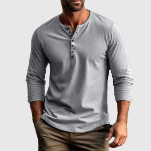 Cotton Henry™ | Men's Long Sleeve Henley Shirt | Breathable Cotton, Regular Fit, Button Placket Design
