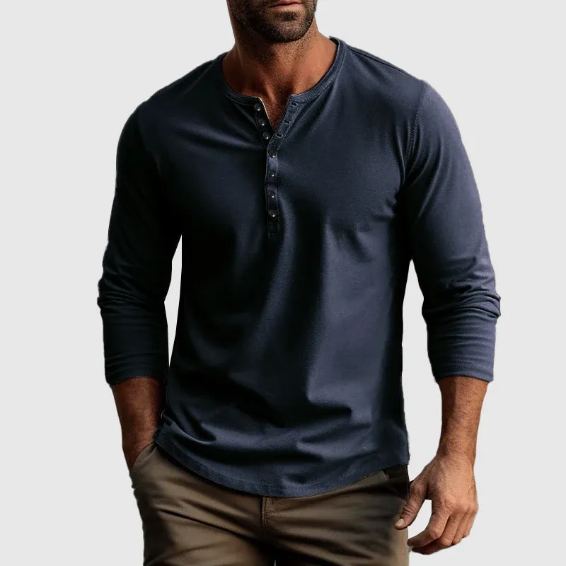 Cotton Henry™ | Men's Long Sleeve Henley Shirt | Breathable Cotton, Regular Fit, Button Placket Design